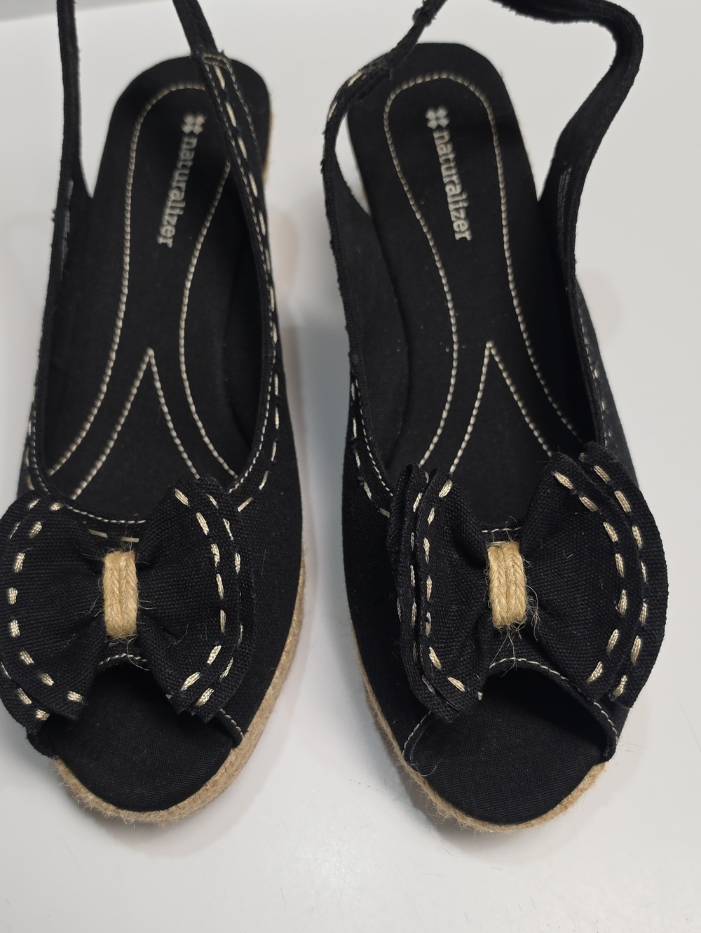 Naturalizer Berlynn Black Canvas Espadrille Wedges - Size 12W